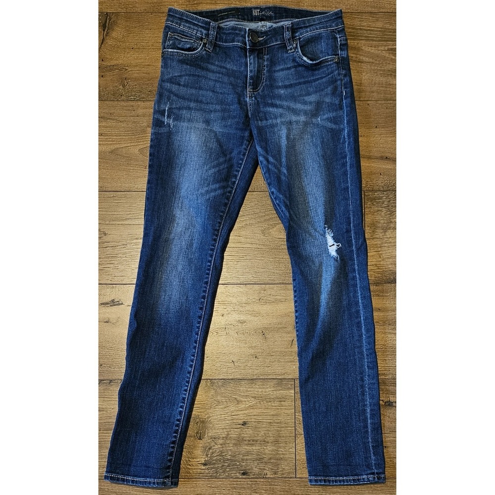 KUT From The Kloth Jeans Women 0 Blue Catherine Boyfriend Distressed 28x29 - Picture 1 of 16